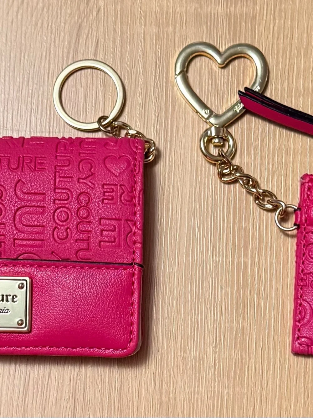 Juicy Couture Gothic Monogram Debossed 2-Piece Wallet & Keychain Card Case Set